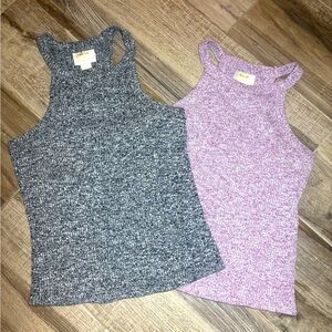 Mauve for Anthropologie Women's Gray and Pink Knit Tank Tops in large